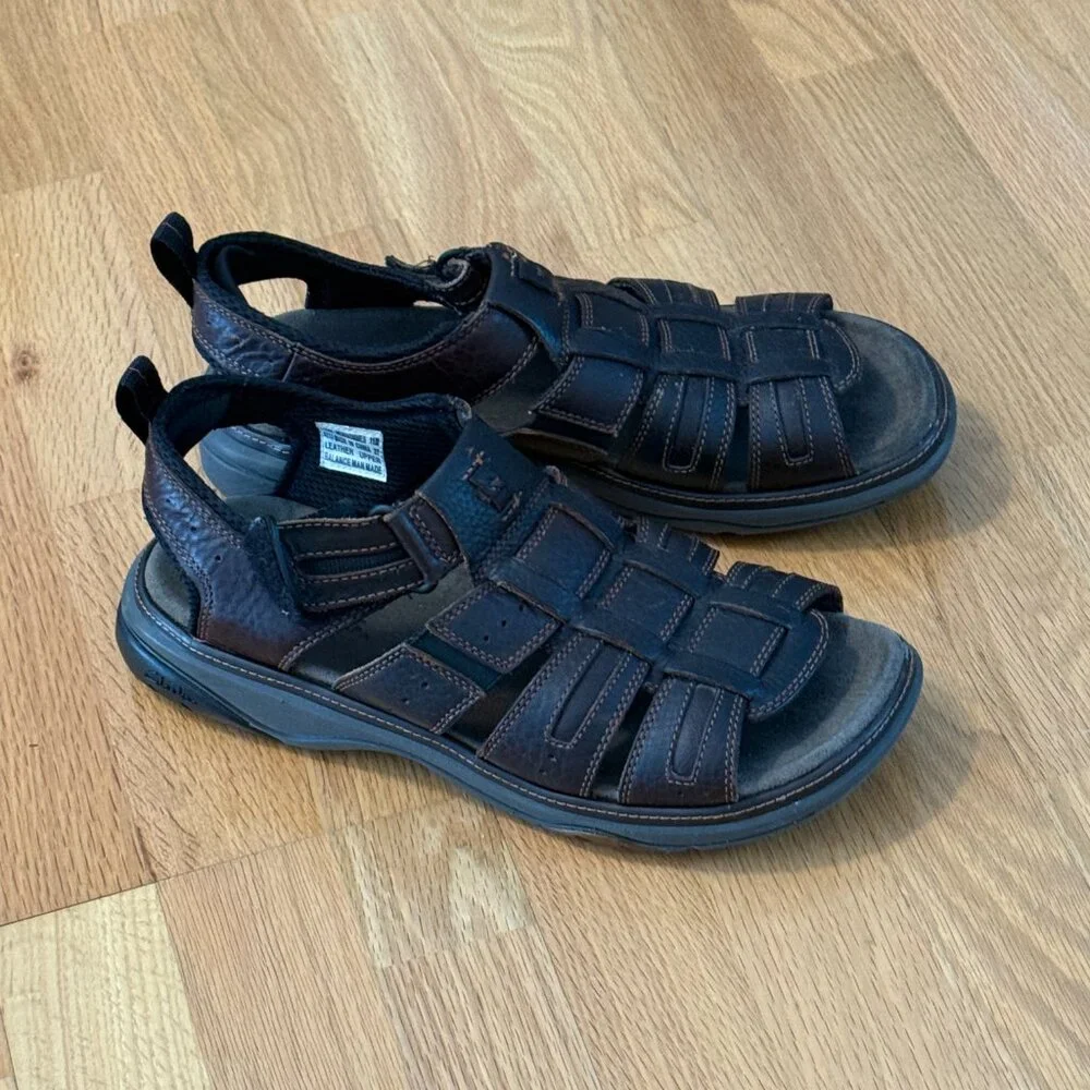 Clarks Men's Brown Leather Fisherman Sandals Size 11M